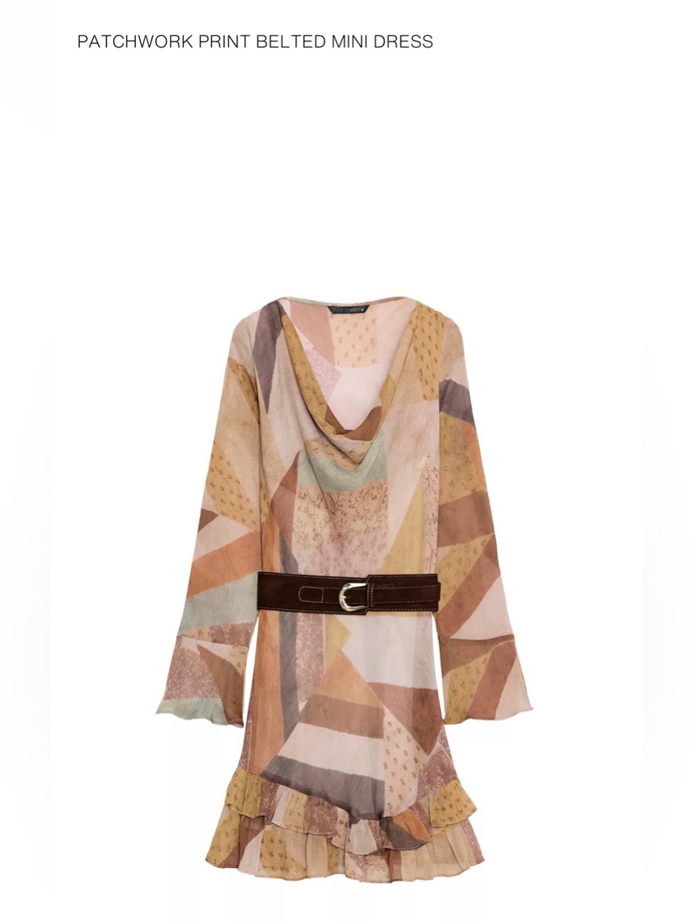 Zara PATCHWORK PRINT BELTED MINI DRESS new with tags